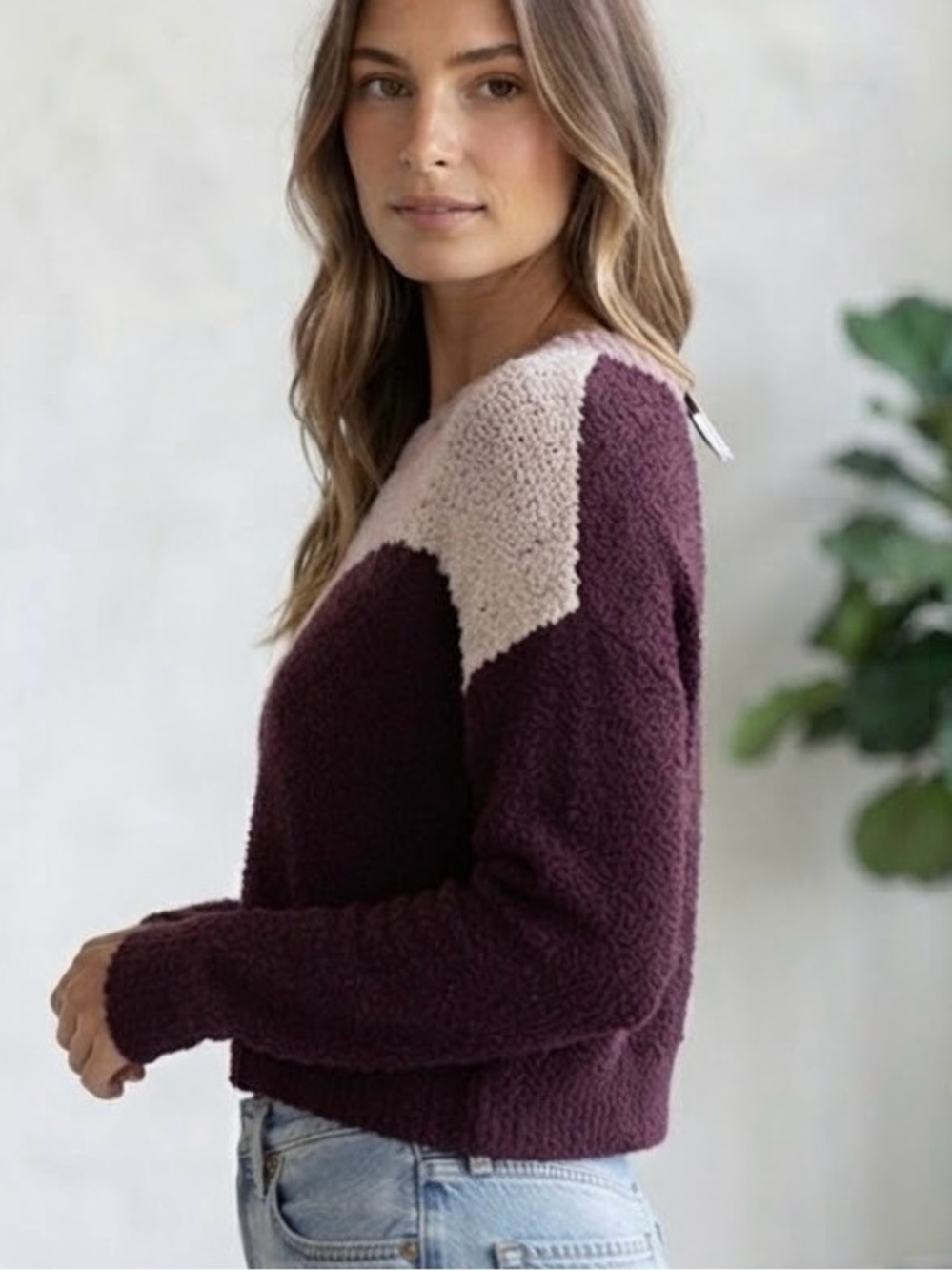 Debut Colorblock Cropped Knit Sweater Size M